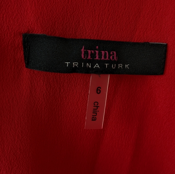 Trina Turk Cosmopolitan Ruby Red Cascading Ruffle Trim Dress - Picture 4 of 6